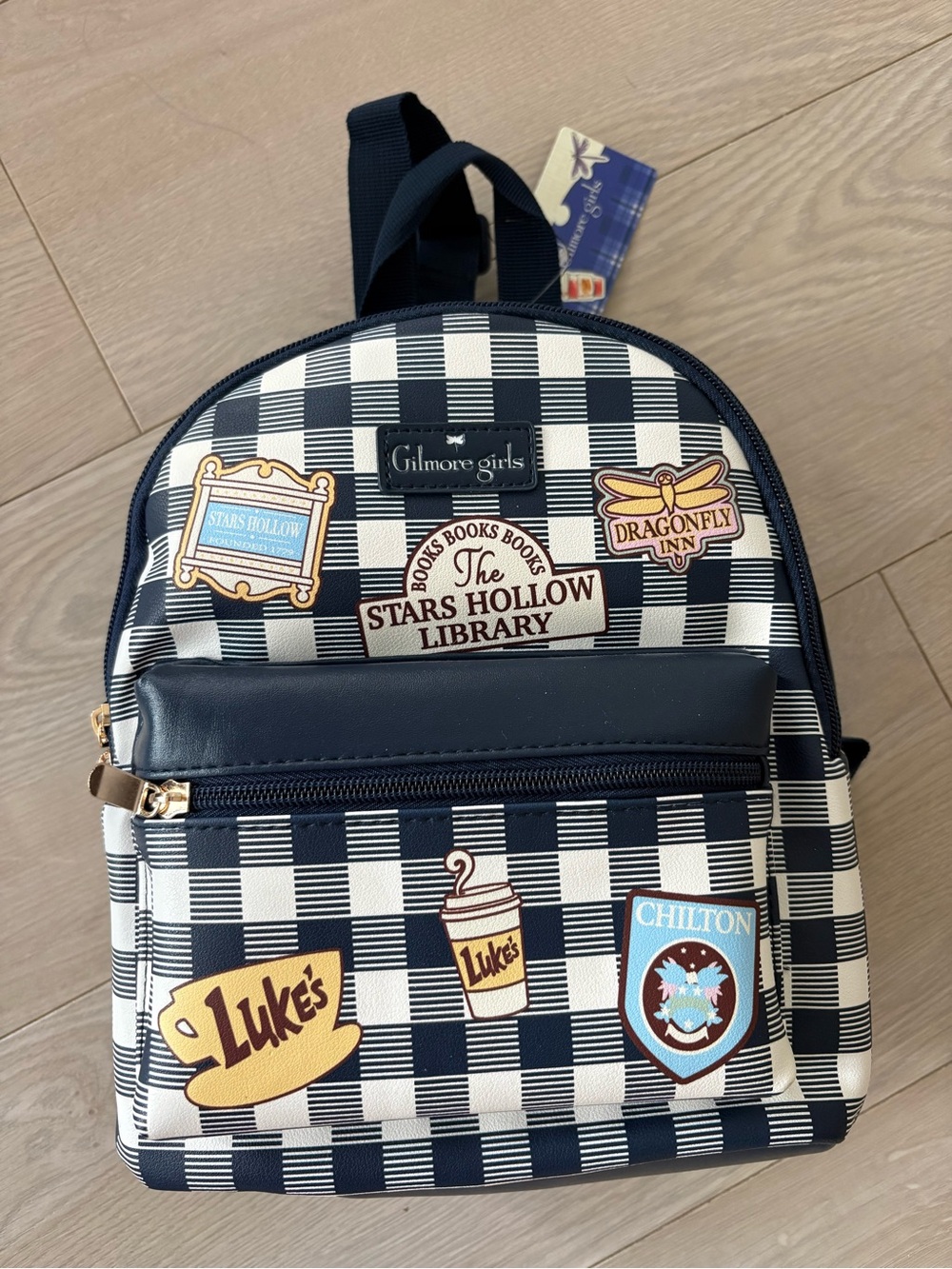 Bioworld Gilmore Girls Navy and White Check Mini Backpack